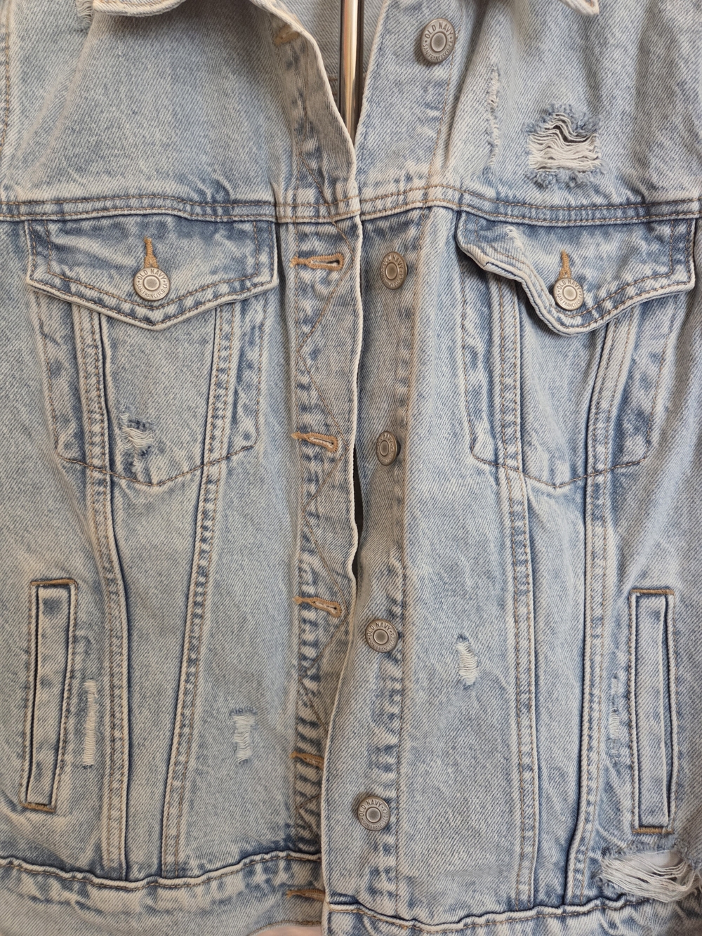 Old Navy Light Wash Denim Jacket - Women's Classic Jean Jacket - Picture 4 of 8